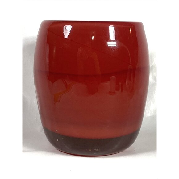 Glass.ful Votive Candle Holder Cherry Red Handblown Cased Glass Canadian - Picture 3 of 8
